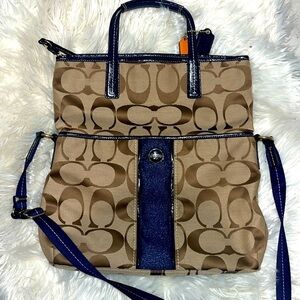 Coach Signature Stripe Foldover Crossbody